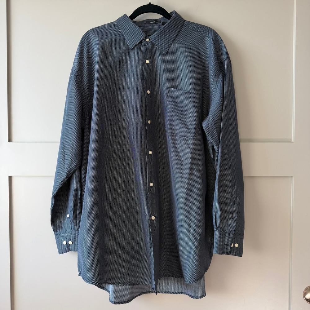 Gianfranco Ruffini Button Down Shirt Mens XXL Black Micro Dot Long Sleeve
